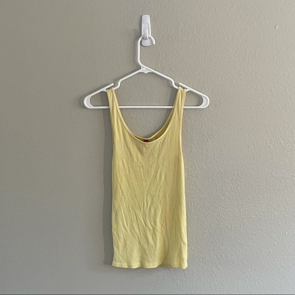 ribbed light yellow tank top